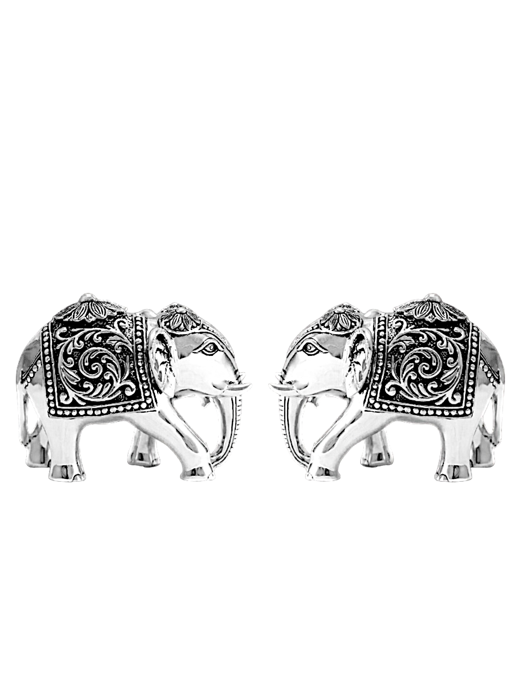 Pure Silver Elephant Downtrunk Pair Idol - PSA Jewels