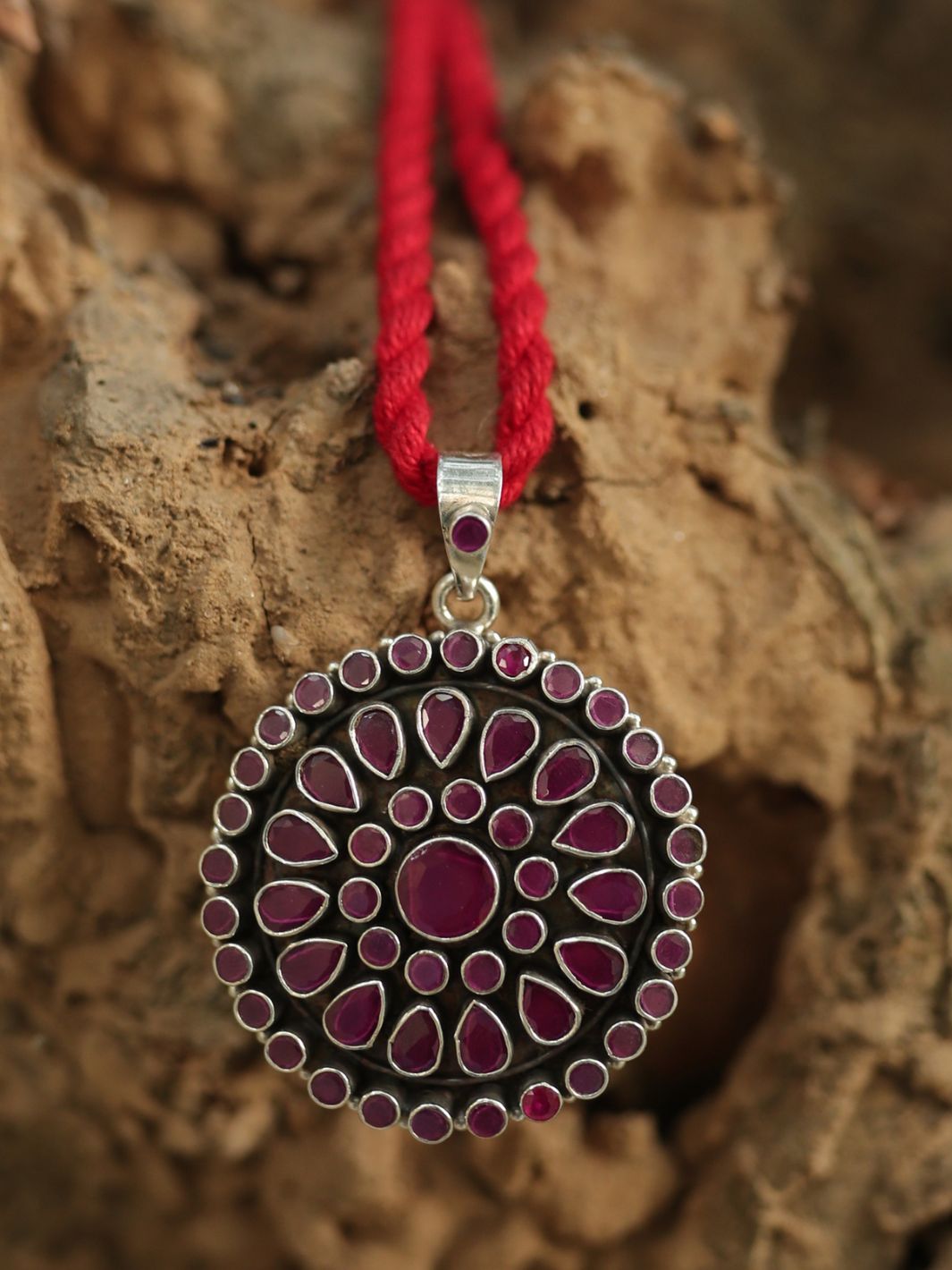 Red Cut Stone Pendant - PSA Jewels