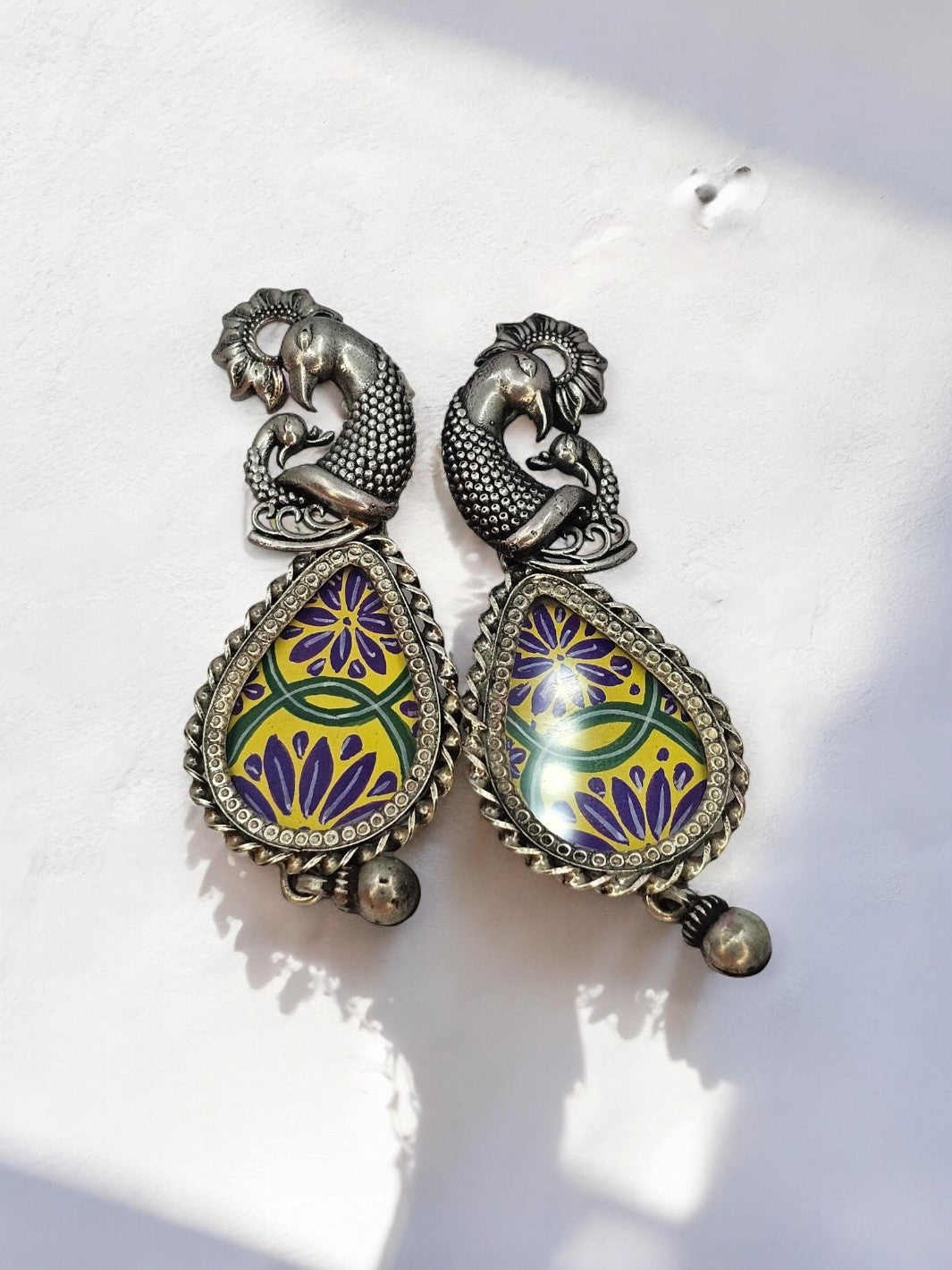 Peacock Handpainted Earring - PSA Jewels