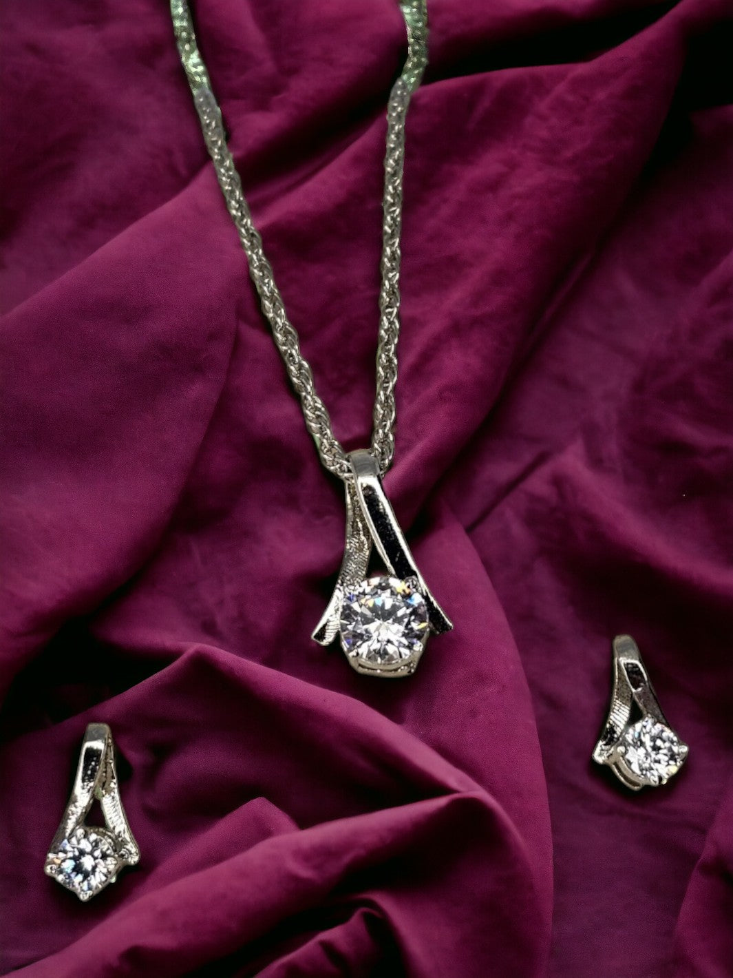 Sterling Silver Cross Ribbon Pendant Set - PSA Jewels