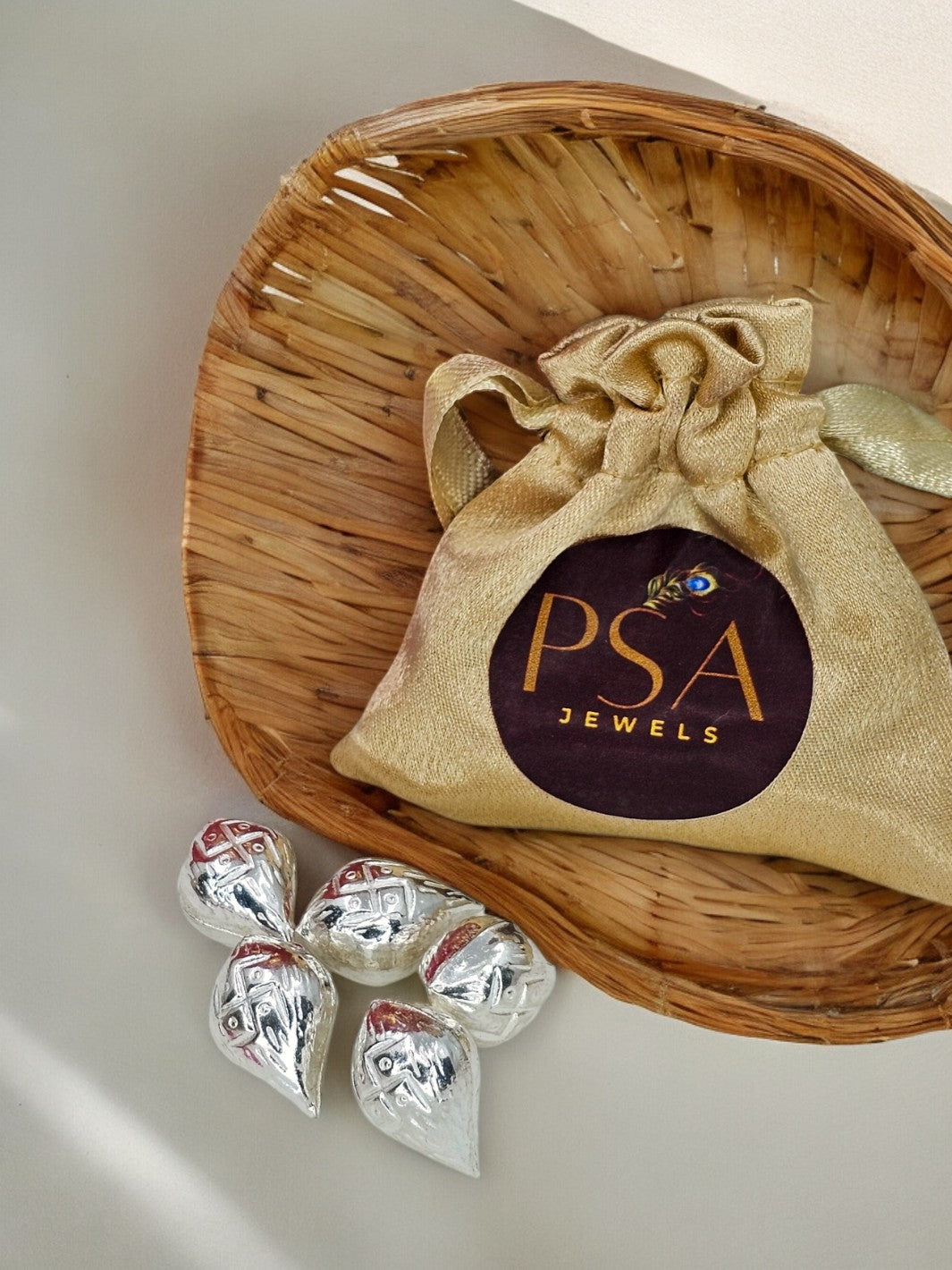 Small Silver Nariyal/ Coconut (5 Pieces) - PSA Jewels