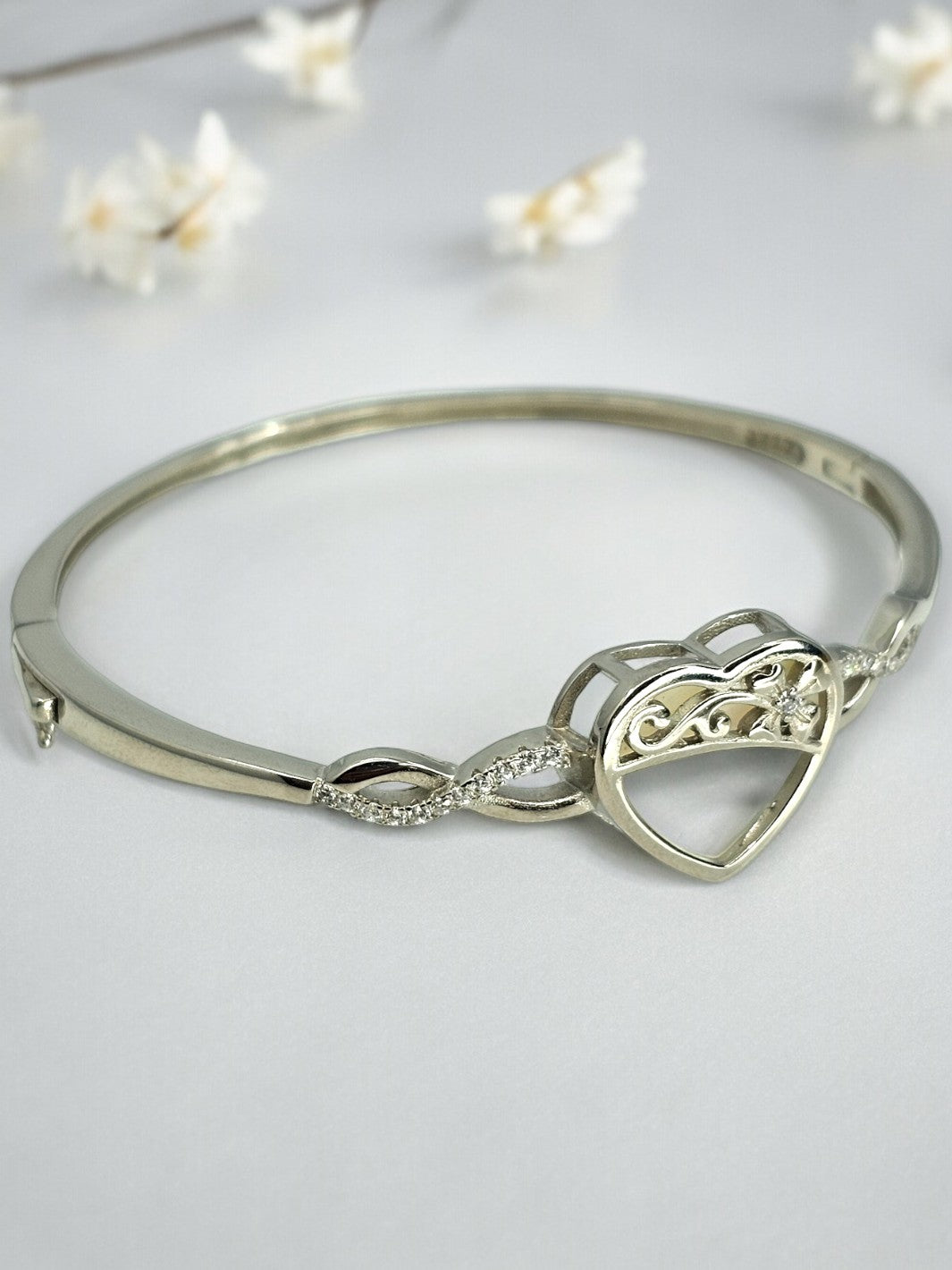 Silver Zircon Rhodium Heart Bracelet - PSA Jewels