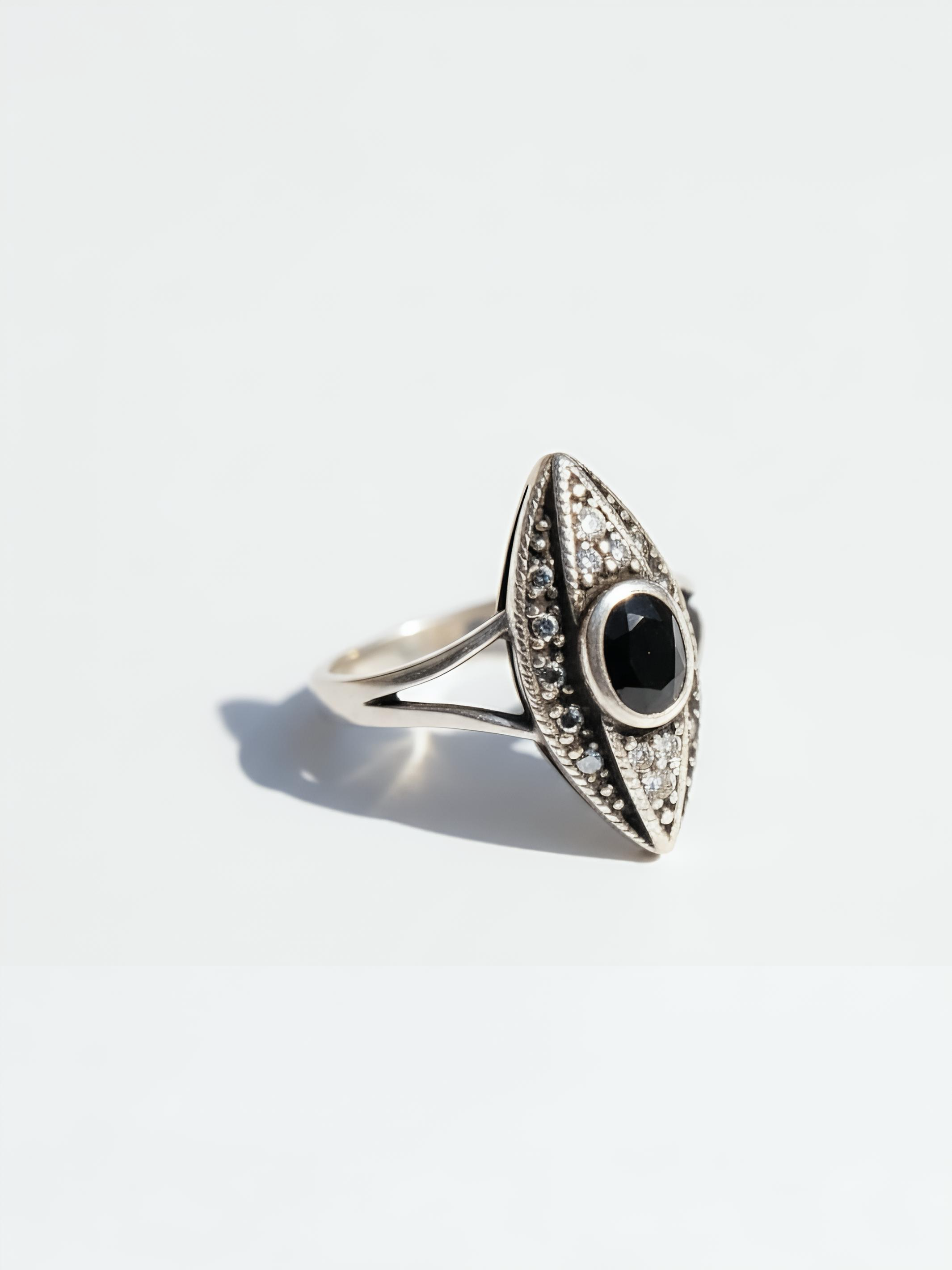 Marcasite Evil Eye Nazar Hematite Ring