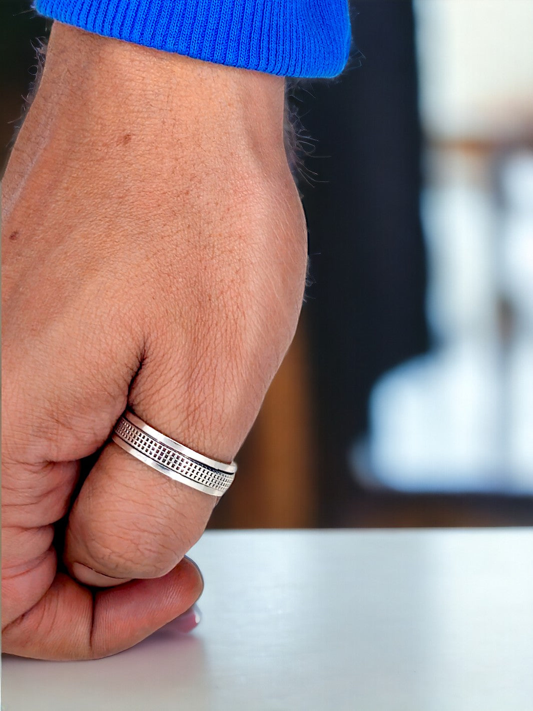 Men's Eternity Carved Band Ring - PSA Jewels