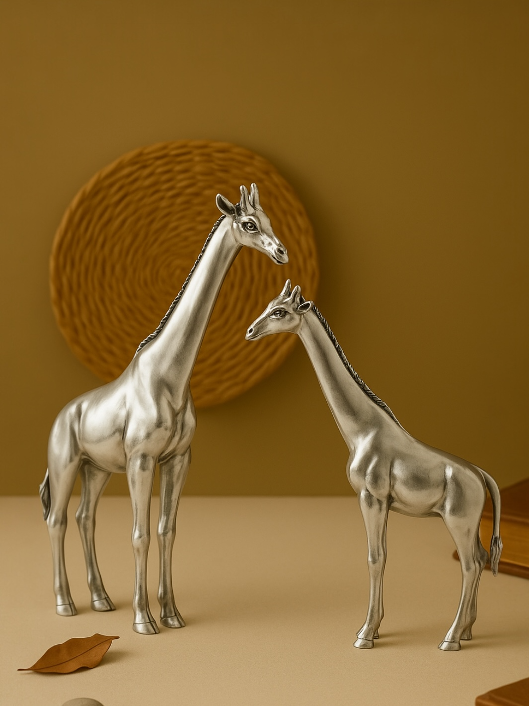 Pure Silver Giraffe Pair Idol
