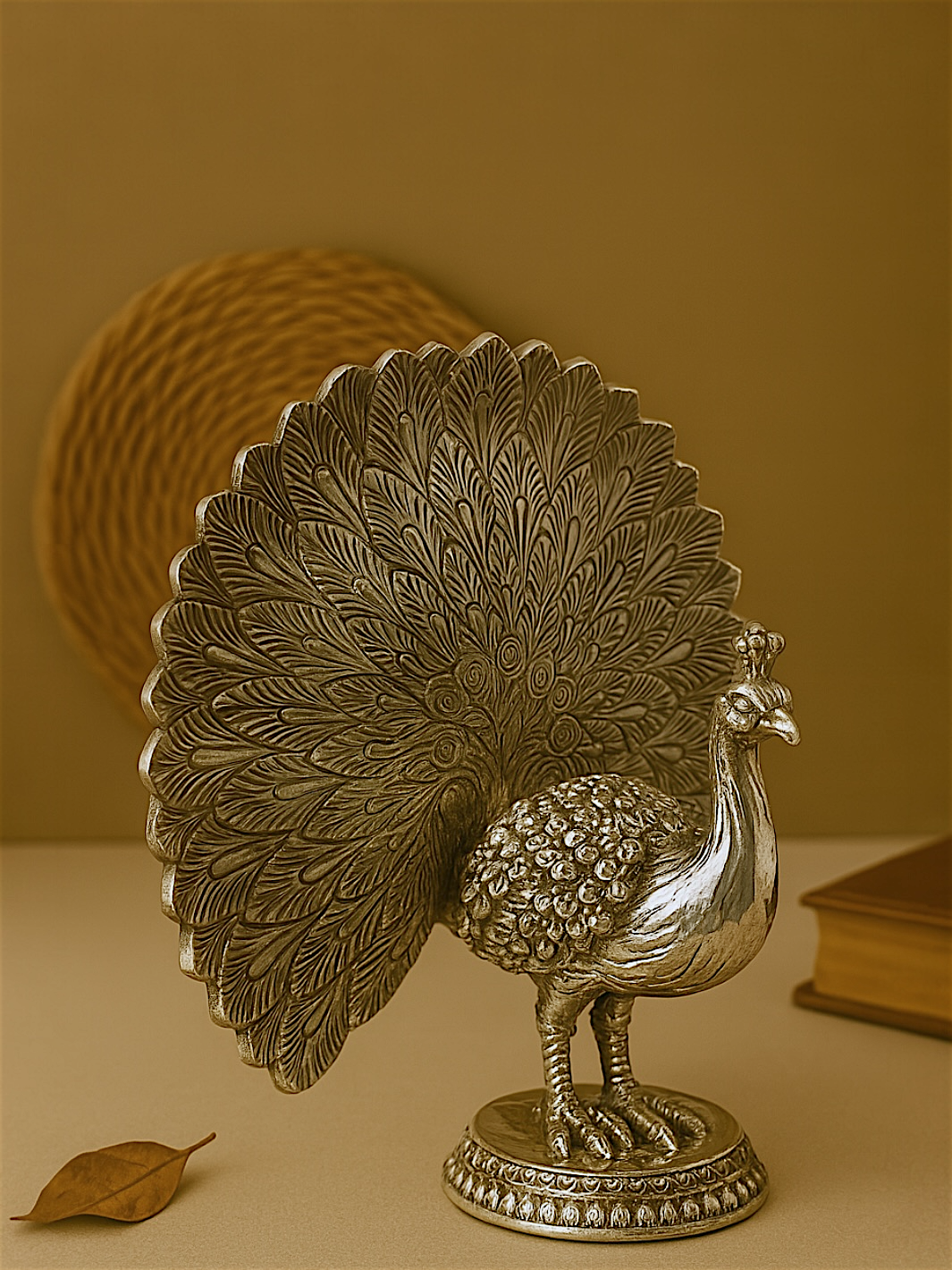 Pure Silver Dancing Peacock Idol