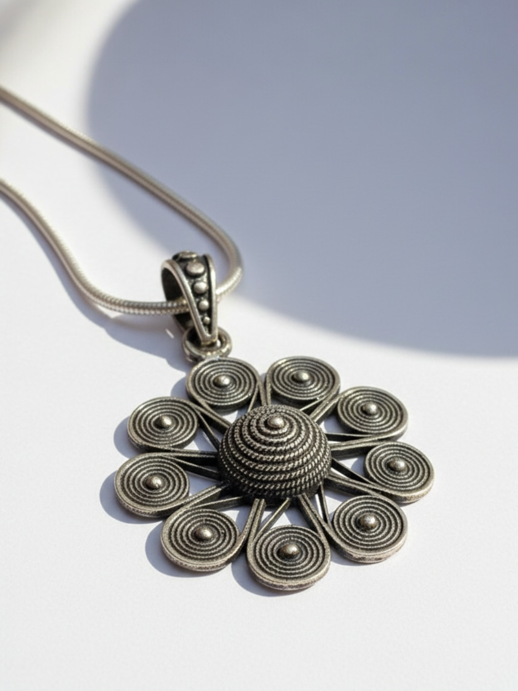 Pure Silver Floral Pendant