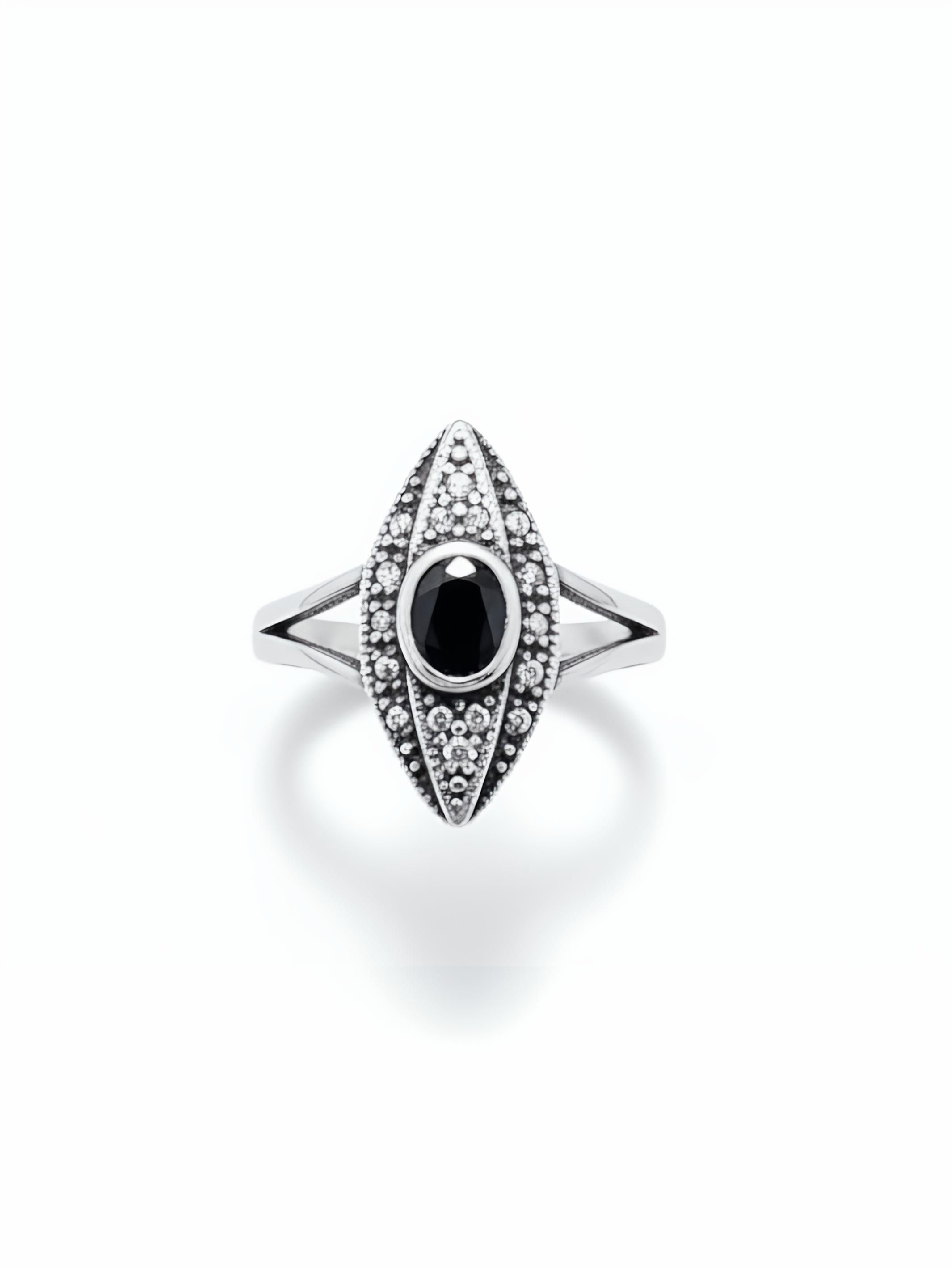 Marcasite Evil Eye Nazar Hematite Ring