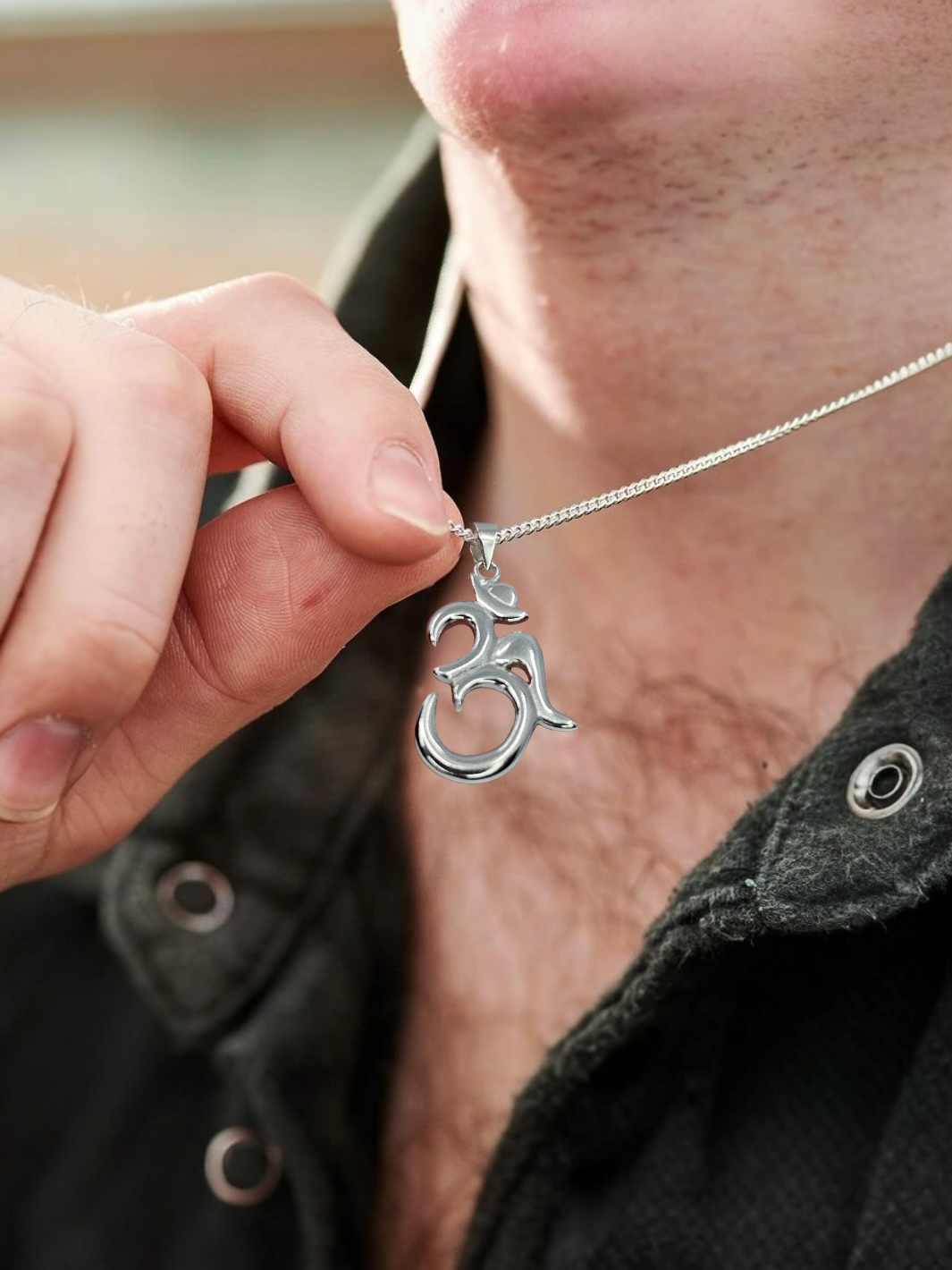 Big Om Silver Pendant with chain - PSA Jewels