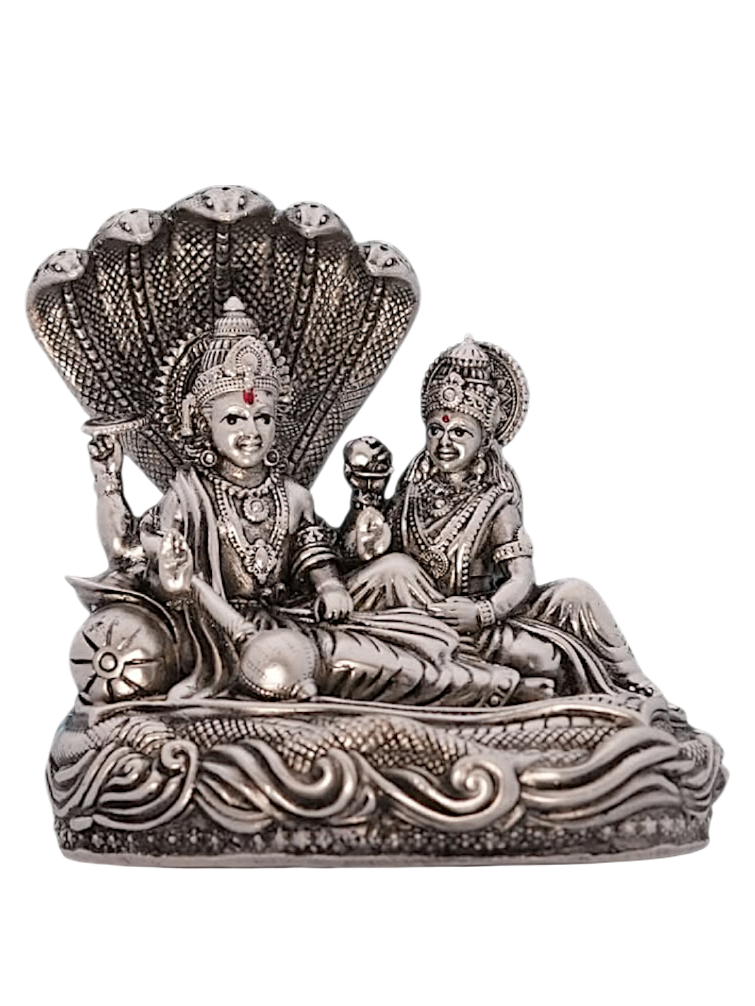 Pure Silver Antique Vishnu Lakshmi Idol