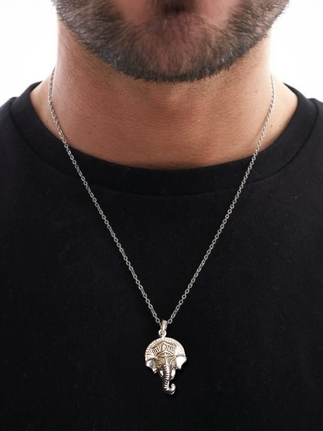 GajMukh Silver Pendant with chain - PSA Jewels