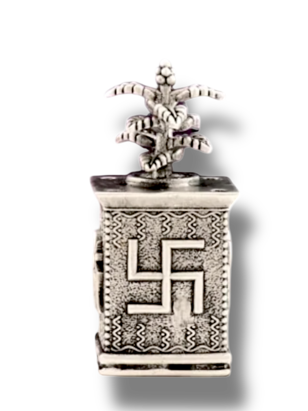 Pure Silver Solid Antique Polish tulsi plant /basil rosary plant