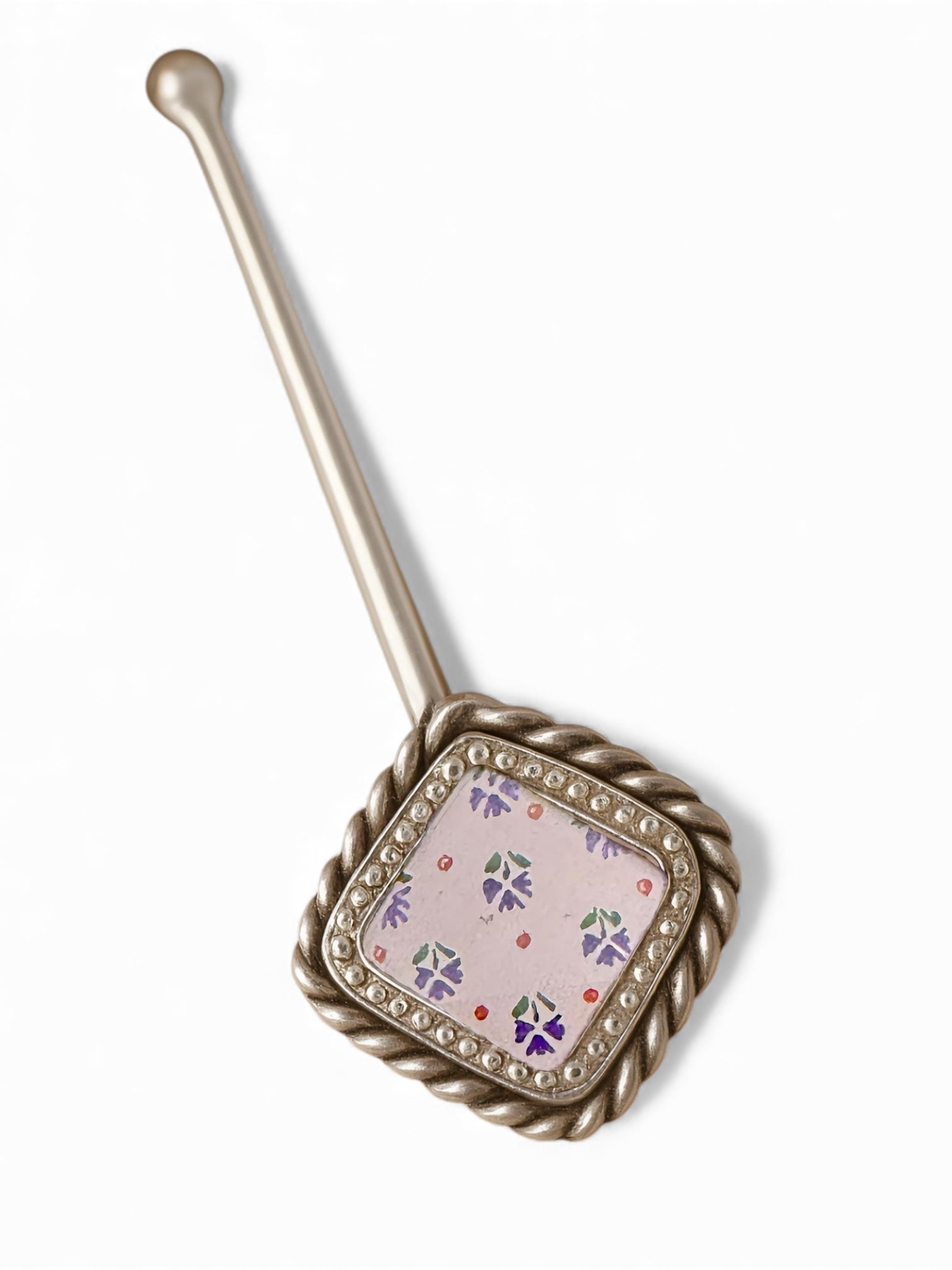 Pure Silver Hand-painted Diamond Shaped Antique Pooja tilakstick