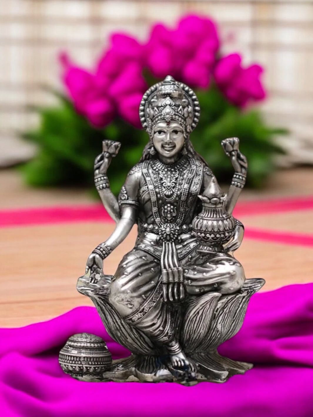 Pure Antique Silver Lakshmi Idol