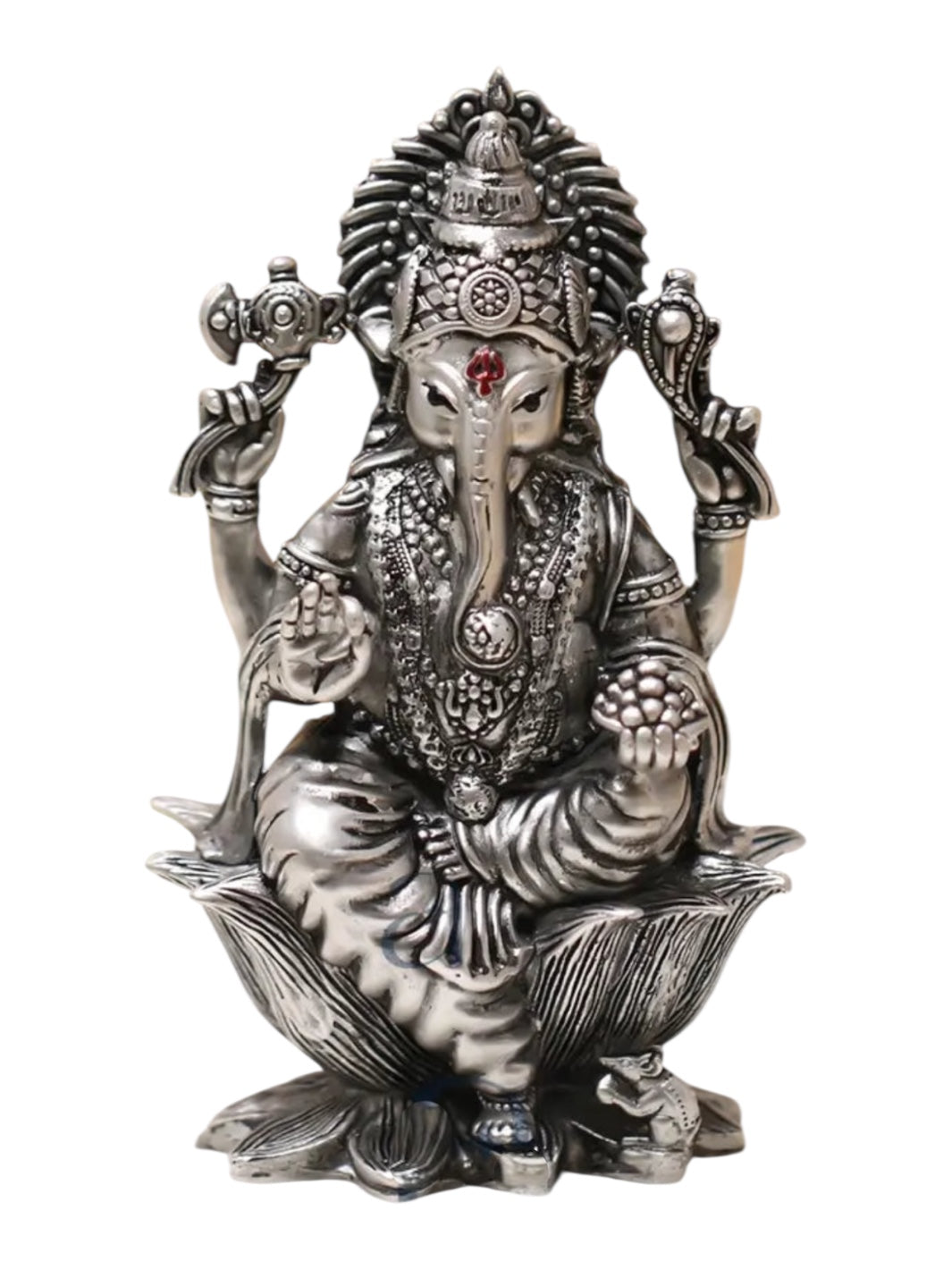 Lord Ganesh Pure Antique Silver 3d Idol