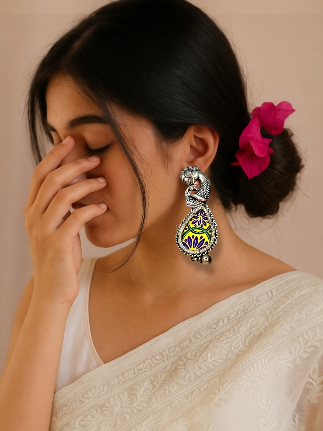 Peacock Handpainted Earring
