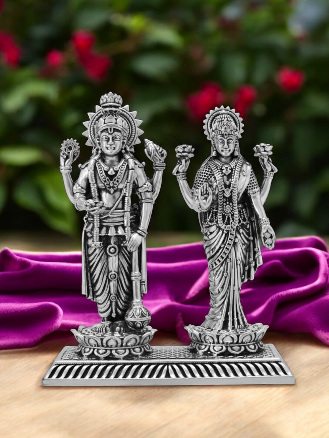 Pure Silver Vishnu Lakshmi Idol