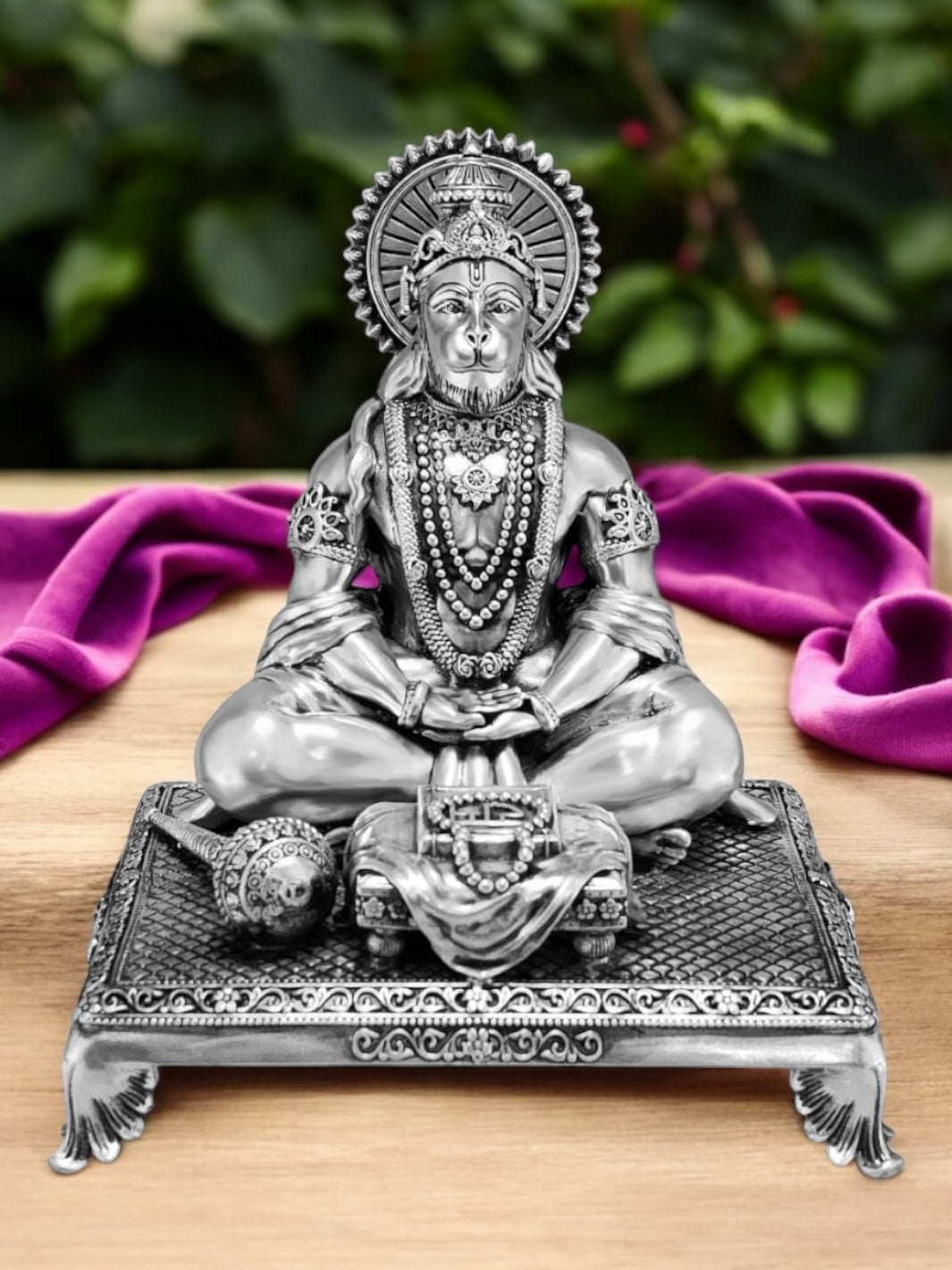 Pure Silver Hanuman Dhyan Mudra Idol