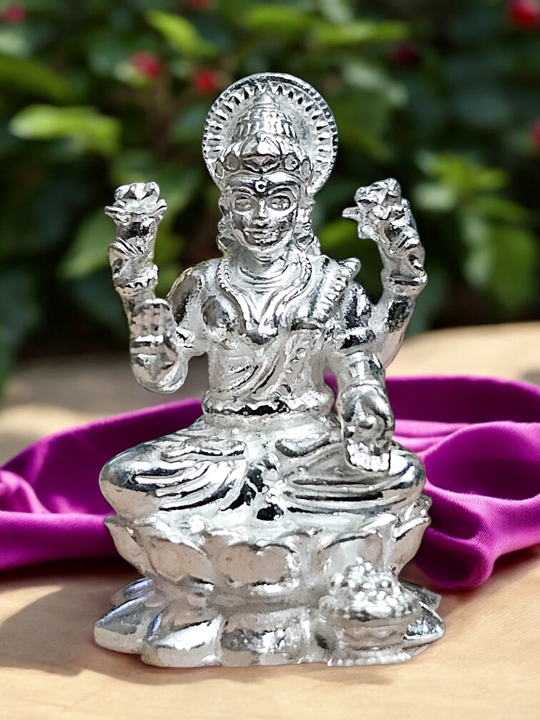 Pure Silver Solid Antique Lakshmi Idol