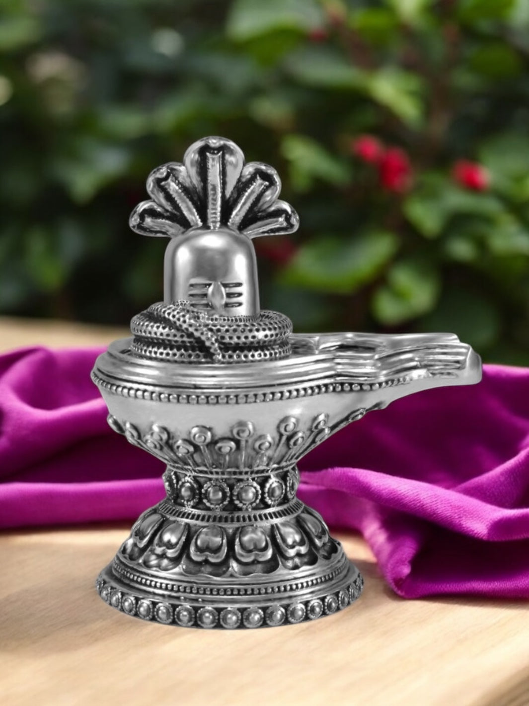 Pure Silver Shiva Lingum With Sheshnaag