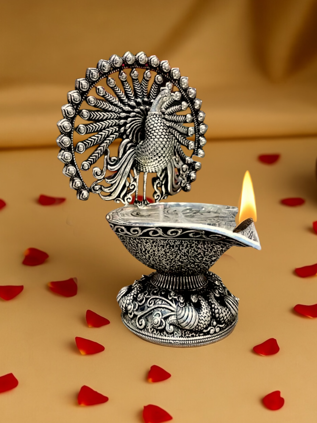 Pure Silver Peacock Silver Deepam