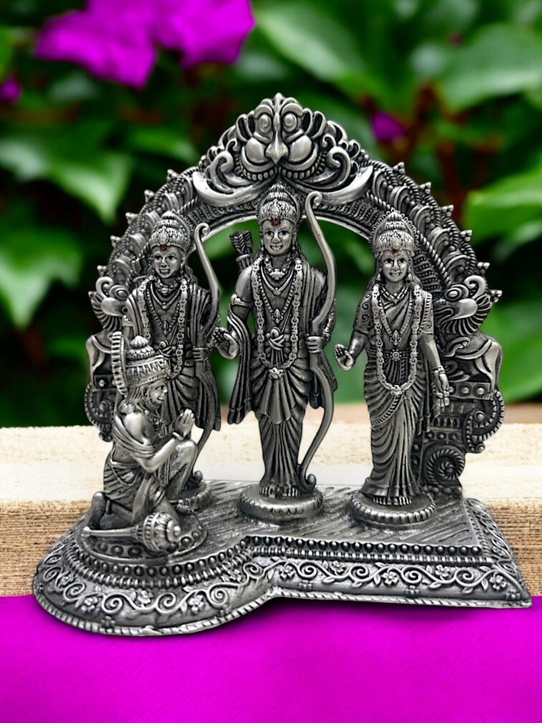 Pure Silver Ram Darbar Antique Finish Idol