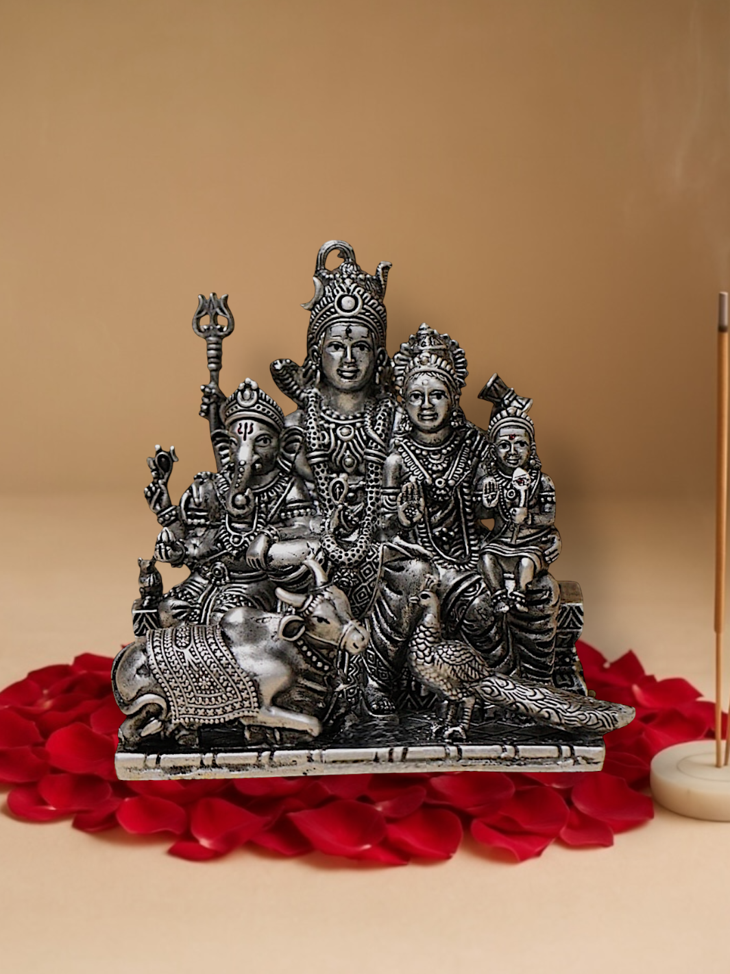 Pure Silver Antique Shivaparivaar Idol