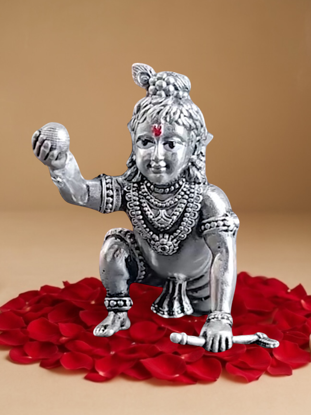 Pure Silver Antique Finish Mini Bal Gopal Krishna Idol