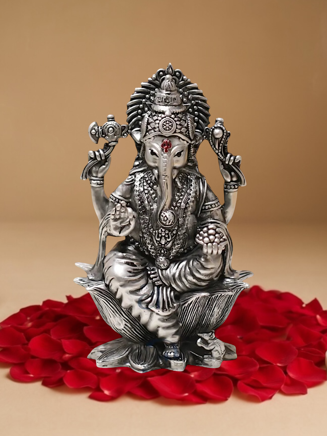 Lord Ganesh Pure Antique Silver 3d Idol