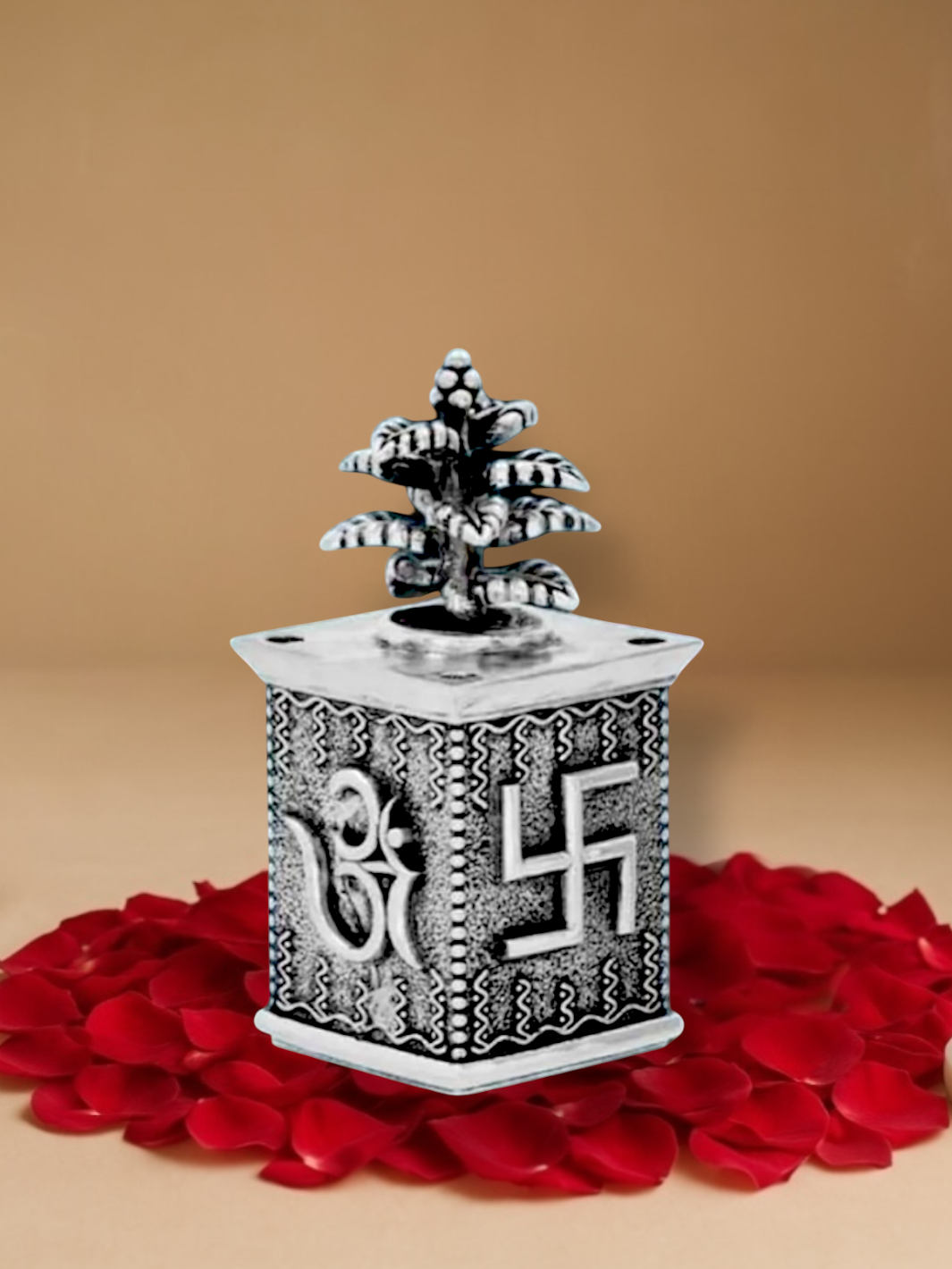 Pure Silver Solid Antique Polish tulsi plant /basil rosary plant