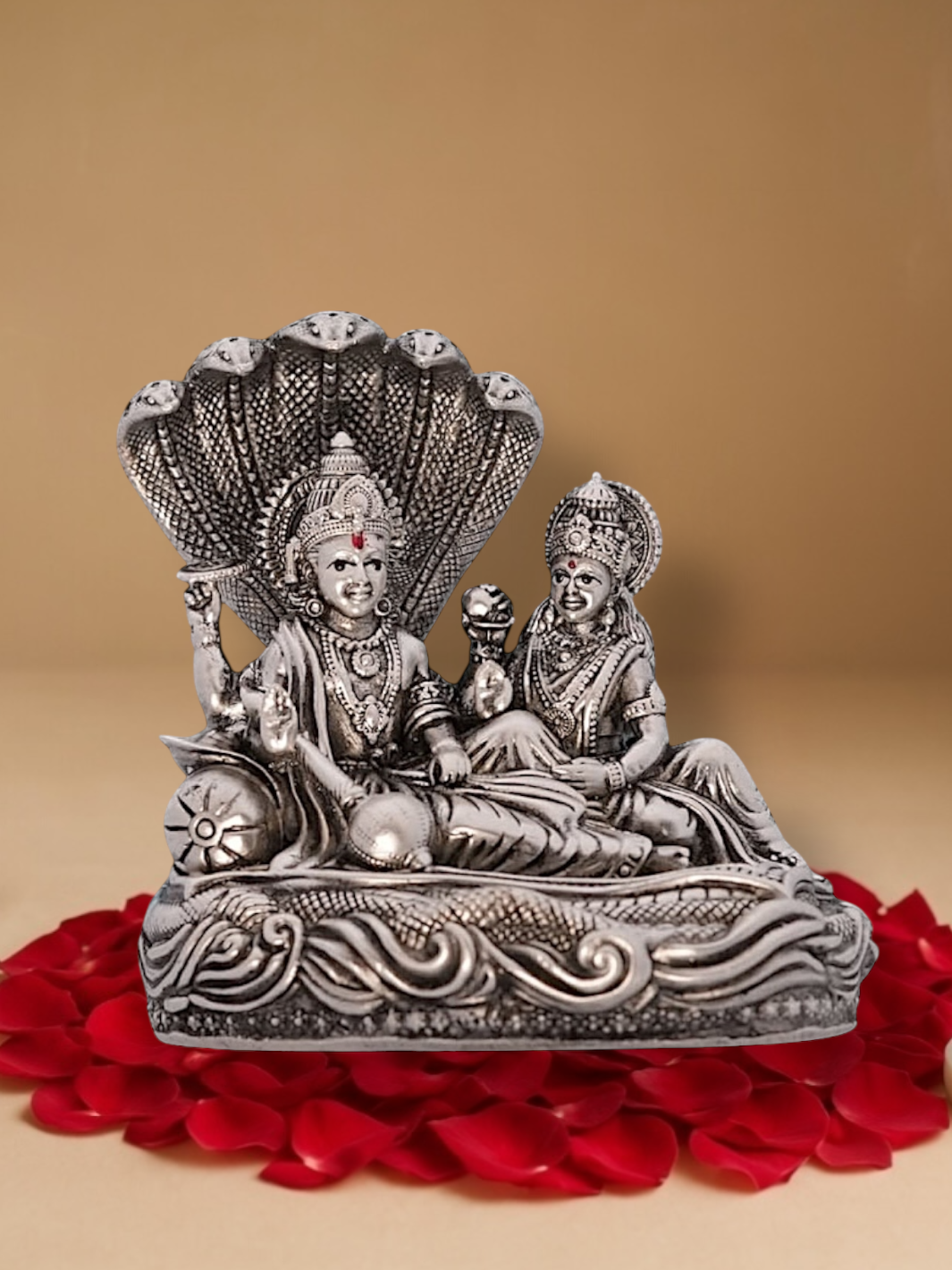 Pure Silver Antique Vishnu Lakshmi Idol