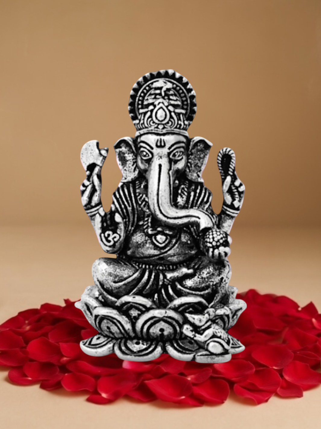 Lord Ganesh Pure Antique Silver 3d Idol