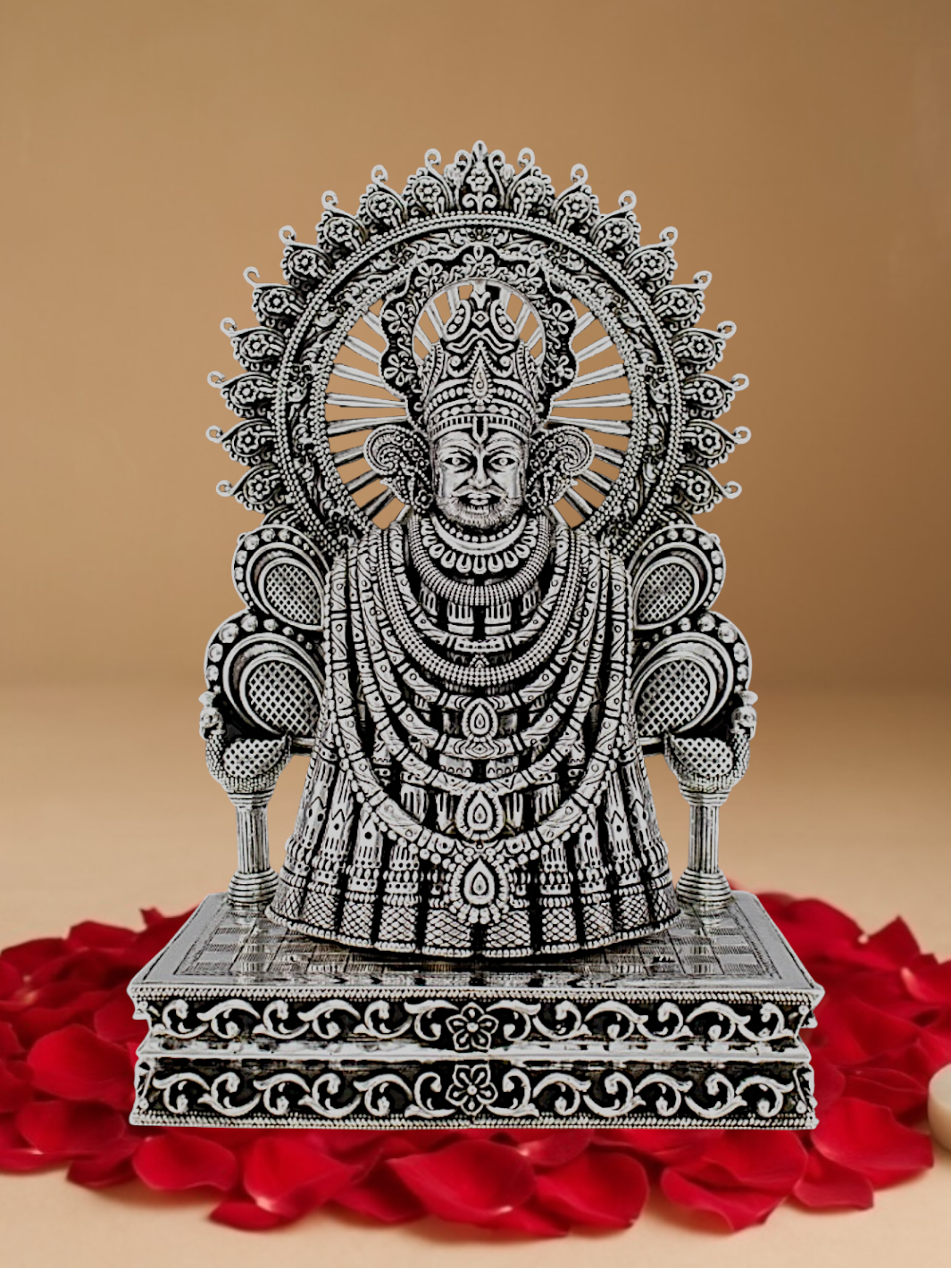 Pure Silver Shree Khatu Shyam Idol with Singhasan