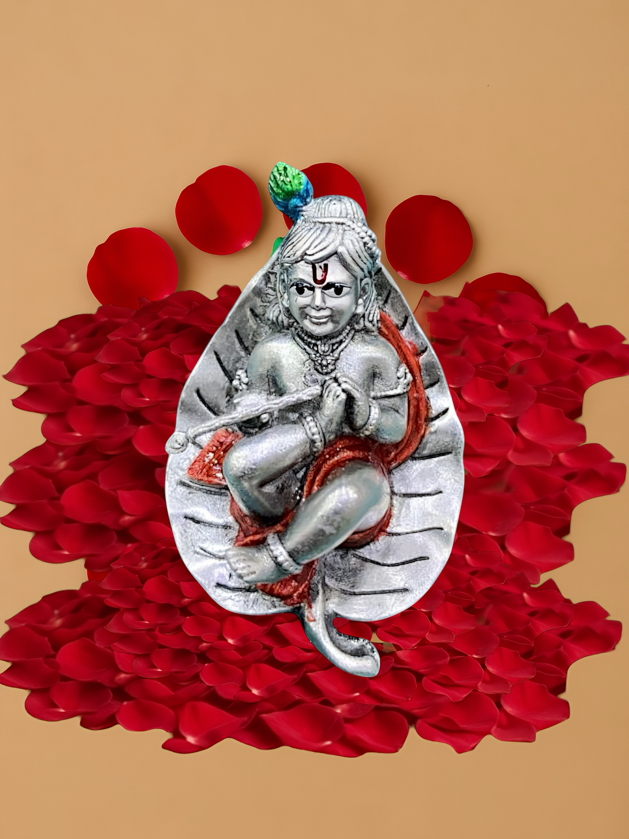 Pure Silver Antique Bal Gopal on Paan Leaf Idol