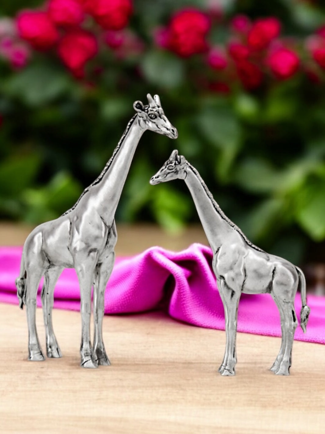 Pure Silver Giraffe Pair Idol
