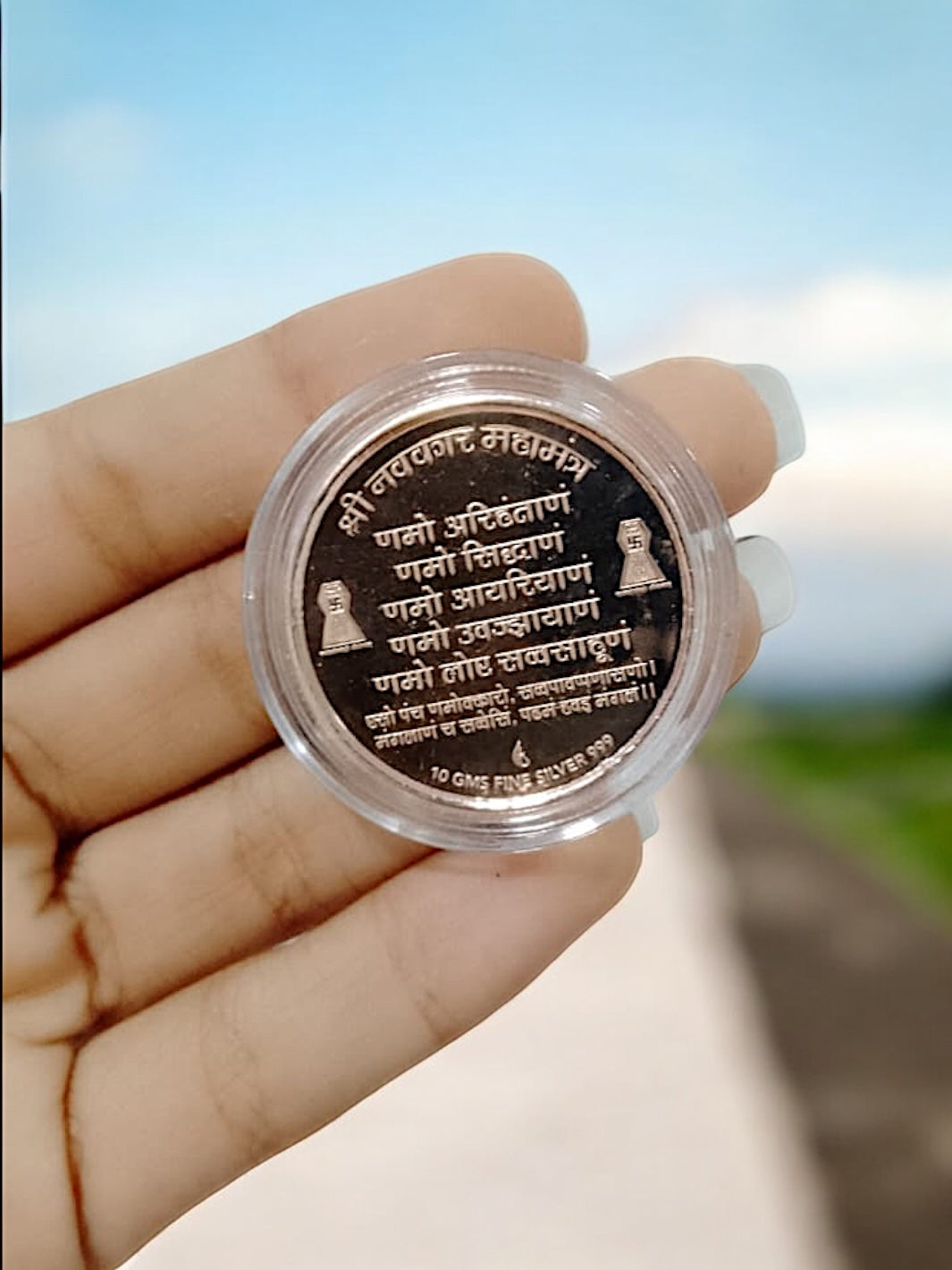 Mahavir Bhagwan Rose Gold Polish 999 Silver Coin