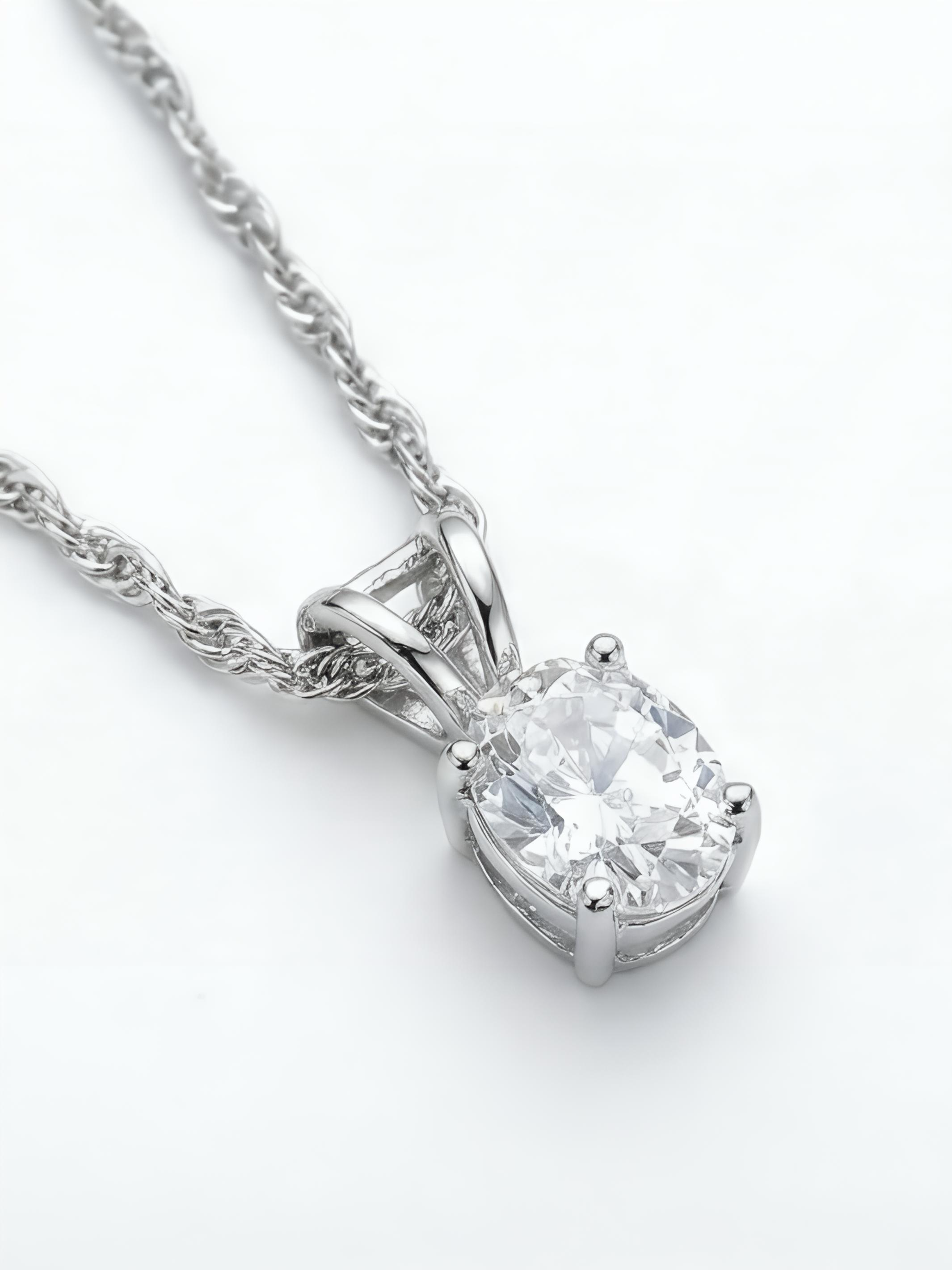 Sterling Silver Small Round Solitaire Pendant