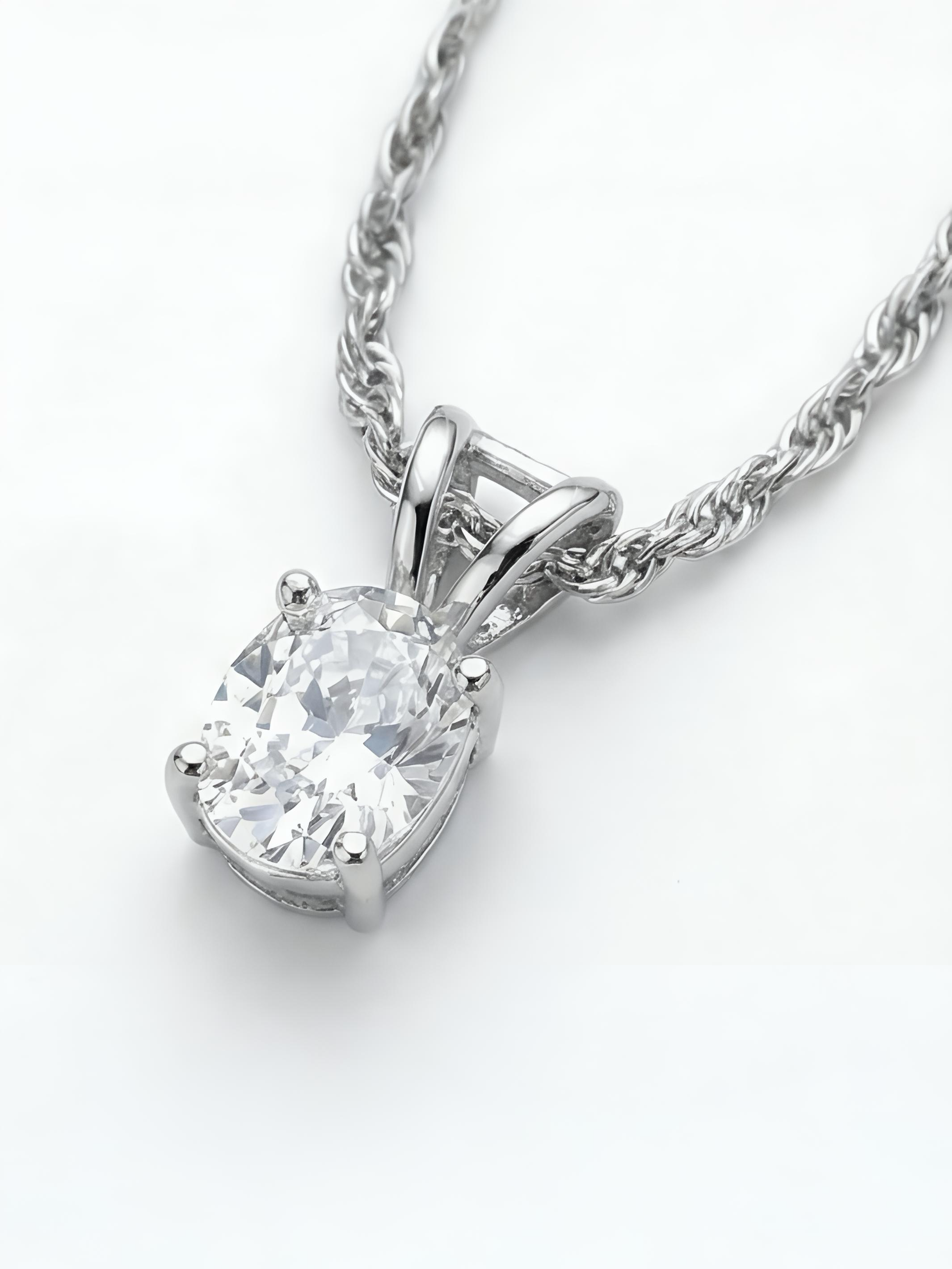 Sterling Silver Small Round Solitaire Pendant