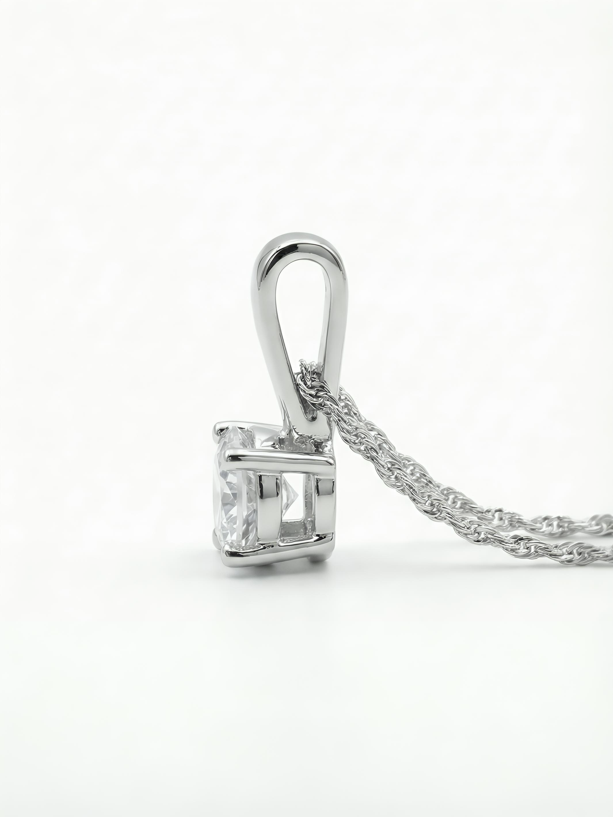 Sterling Silver Round Solitaire Pendant