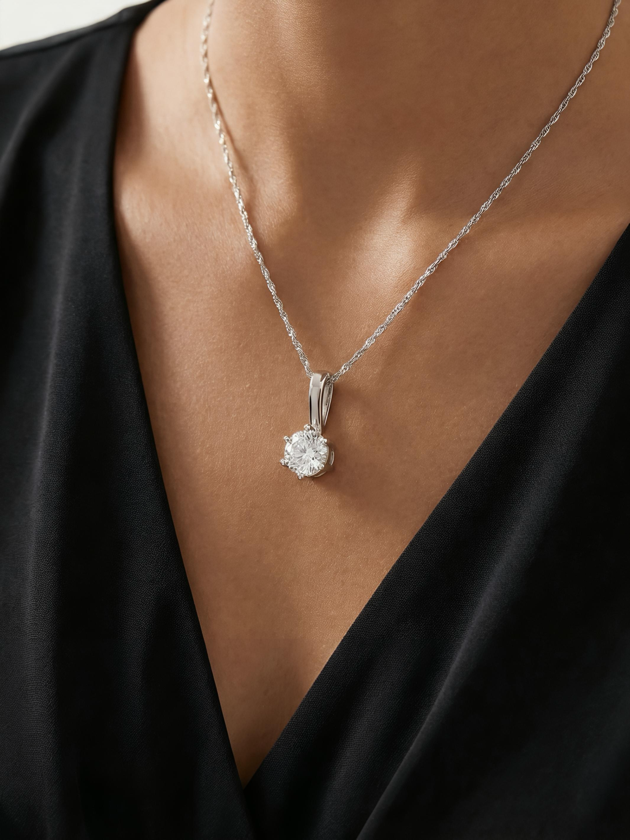 Sterling Silver Round Solitaire Pendant