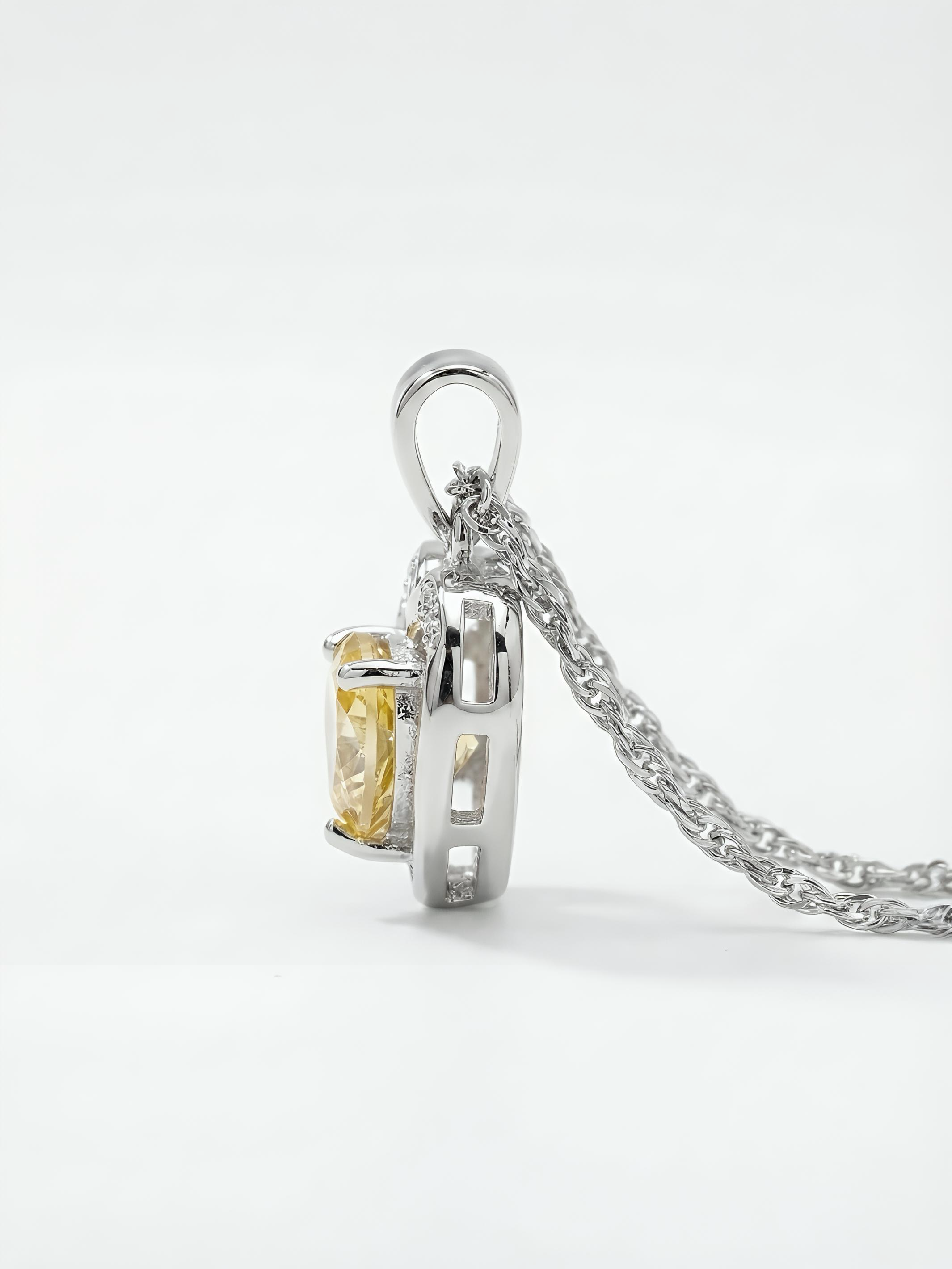 Sterling Silver Honey Moon Yellow Heart Pendant