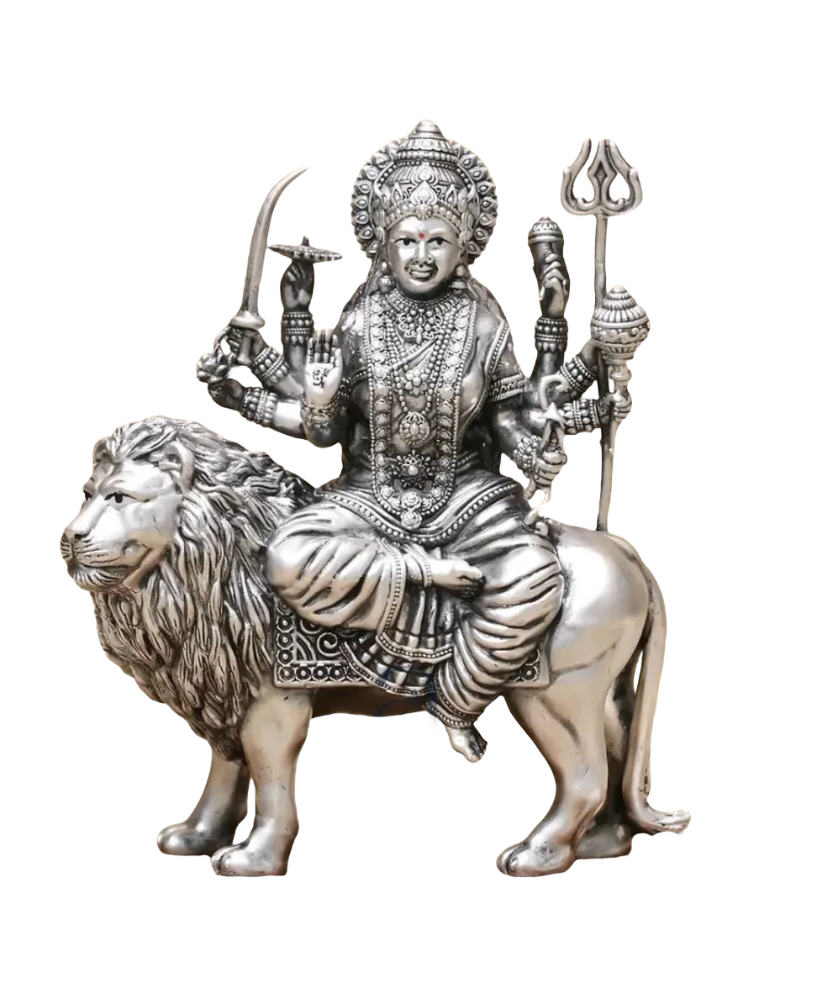 Pure Silver Antique Finish Durga Maa Idol