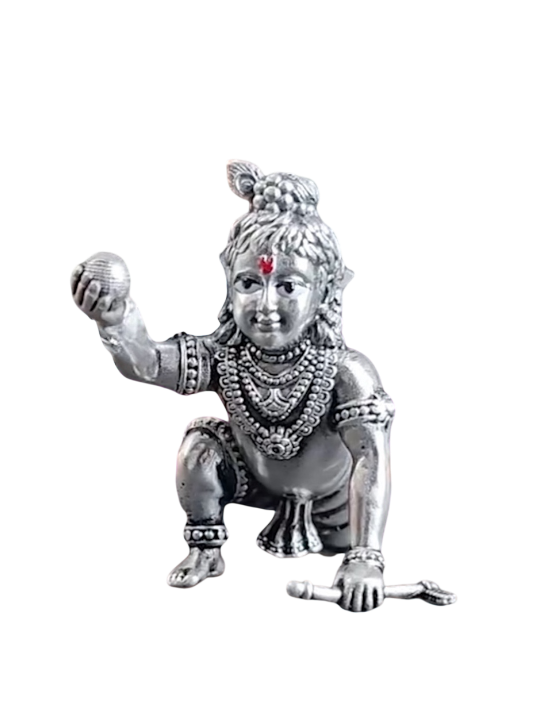 Pure Silver Antique Finish Mini Bal Gopal Krishna Idol