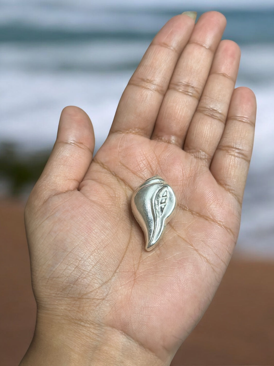 Pure Silver Mini 3D Conch Shell/ Shankh