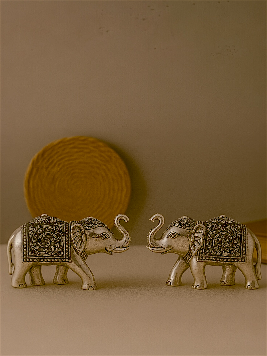 Pure Silver Elephant Uptrunk Pair Idol
