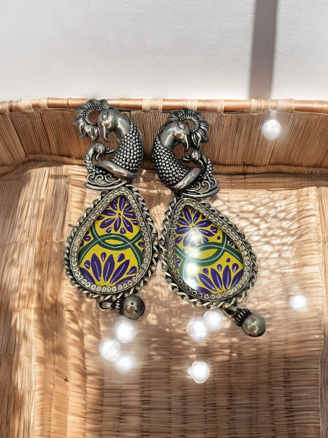 Peacock Handpainted Earring - PSA Jewels