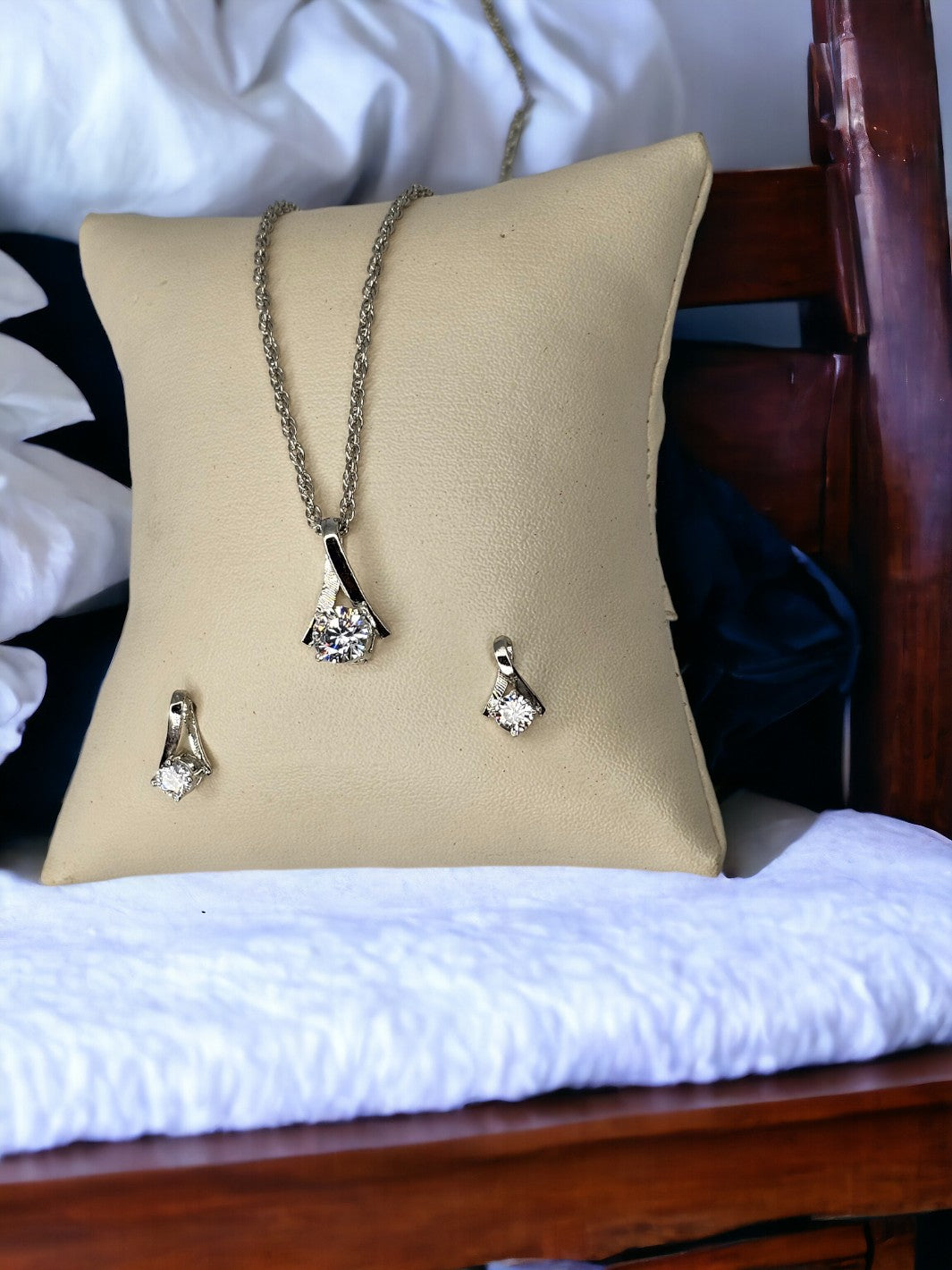 Sterling Silver Cross Ribbon Pendant Set - PSA Jewels