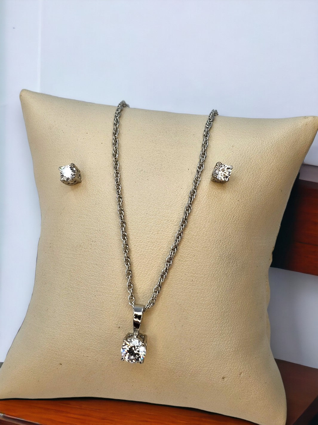 Sterling Silver Studded Pendant Set - PSA Jewels