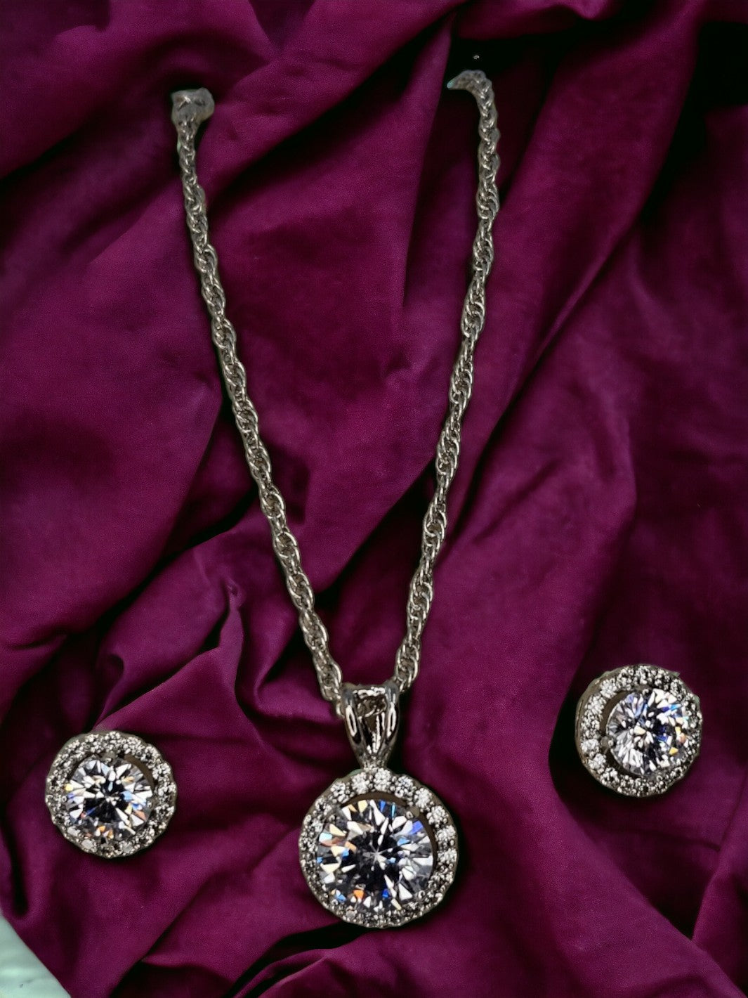 Sterling Silver Moment Wish Halo Moissanite Pendant Set - PSA Jewels