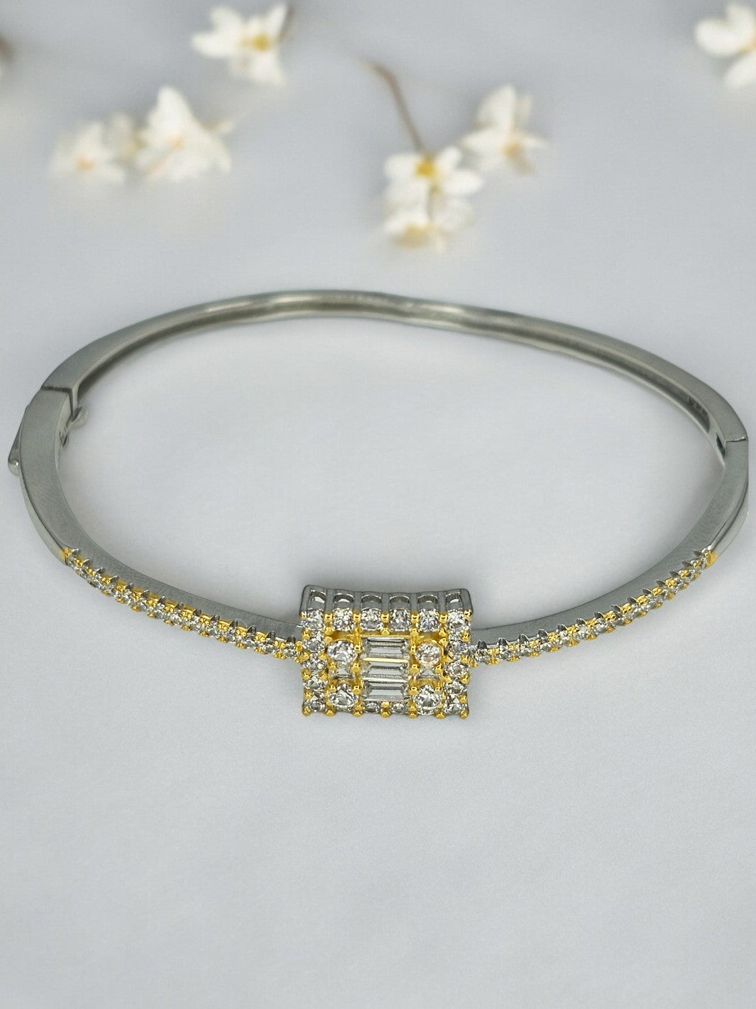 Silver Zircon Rhodium Square Bracelet - PSA Jewels